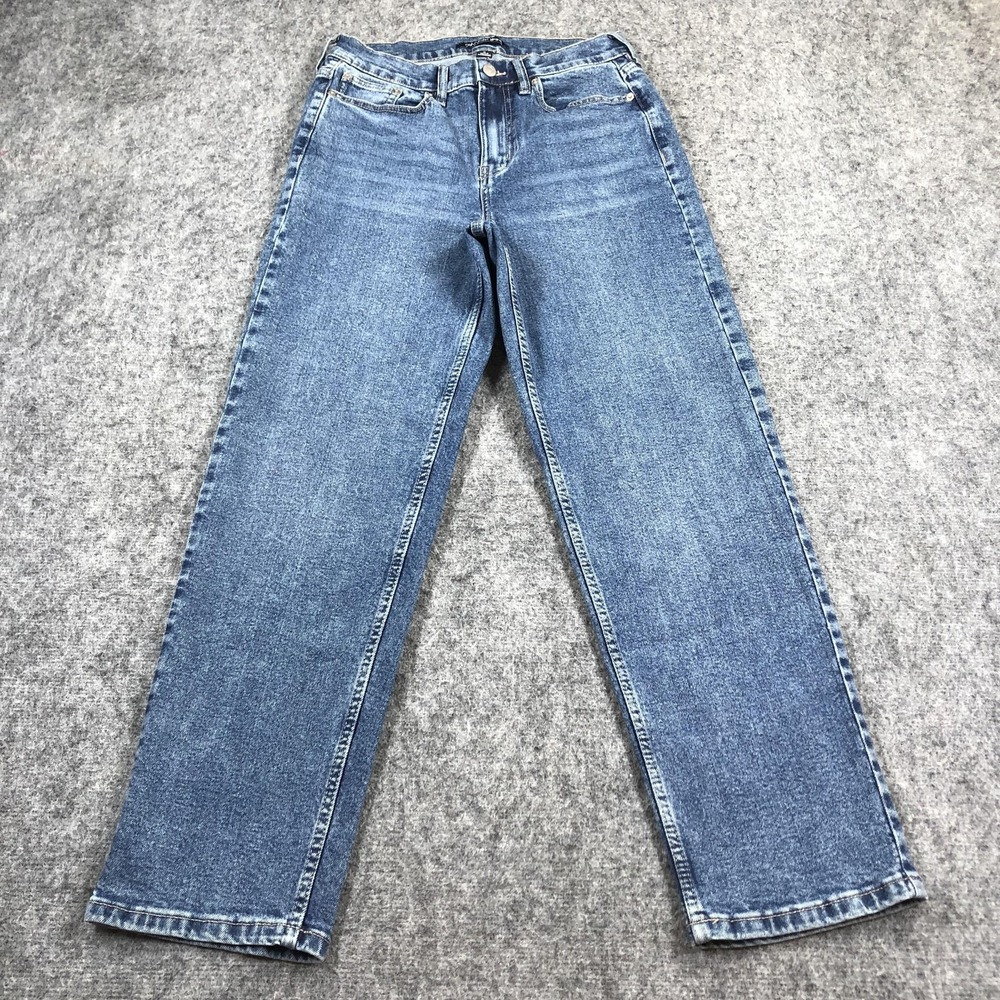 Calvin Klein Jeans Womens 28 Blue Medium Wash High Rise Straight Stretch Denim